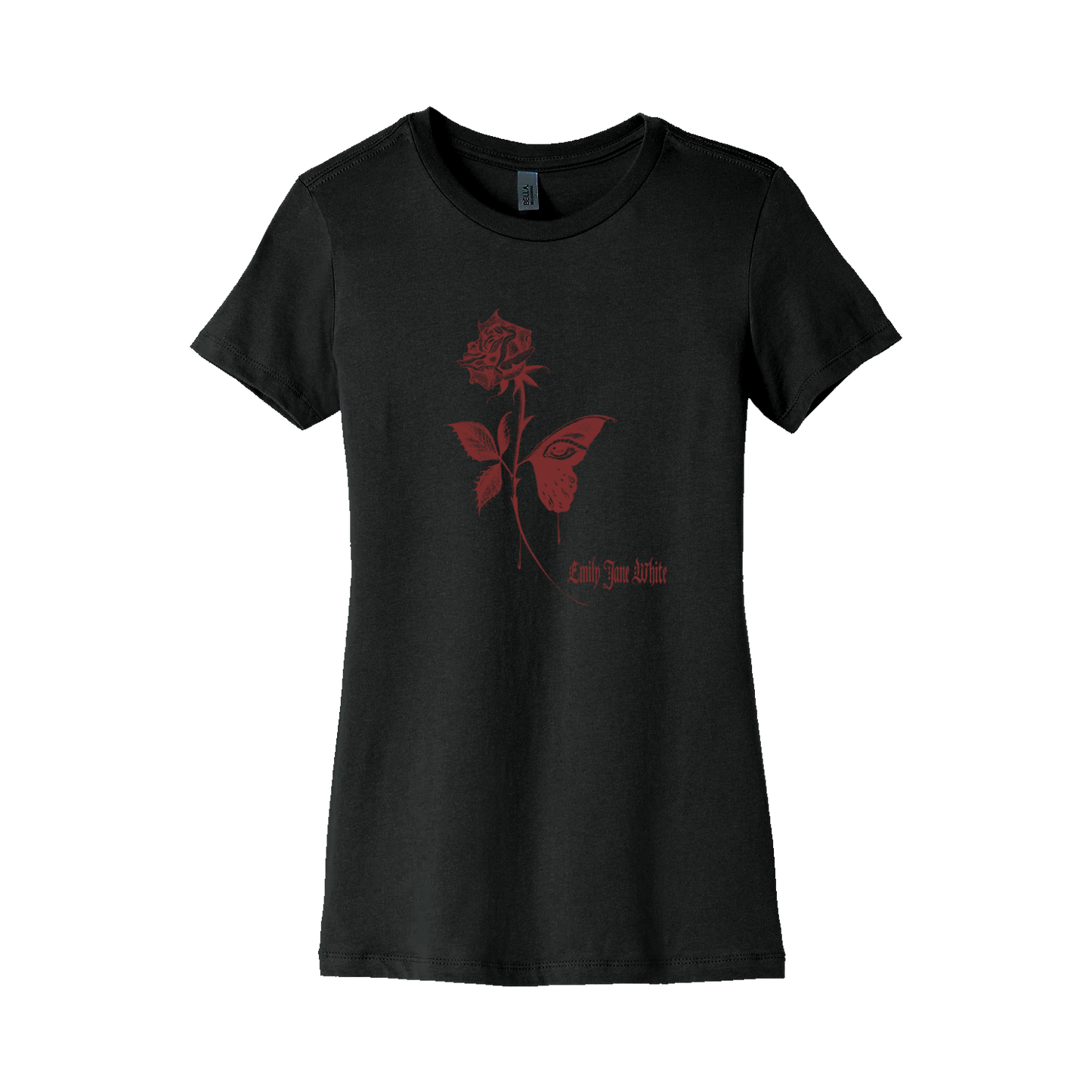 Ladies Black and Red Butterfly Tee