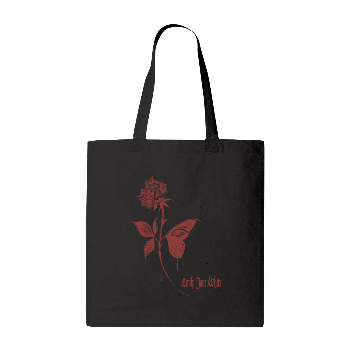 Black and Red Butterfly Rose Tote Bag